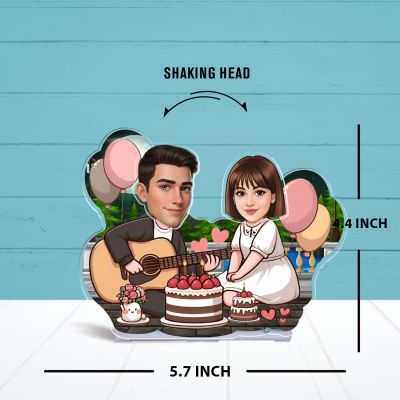 Personalized Funny Caricature for Birthday Girl Custom with Face Cutout Shaking Head Feature Surprise Birthday Gift for Girlfriend, Wife, Bestie & Sister Battery Powered Table Decor